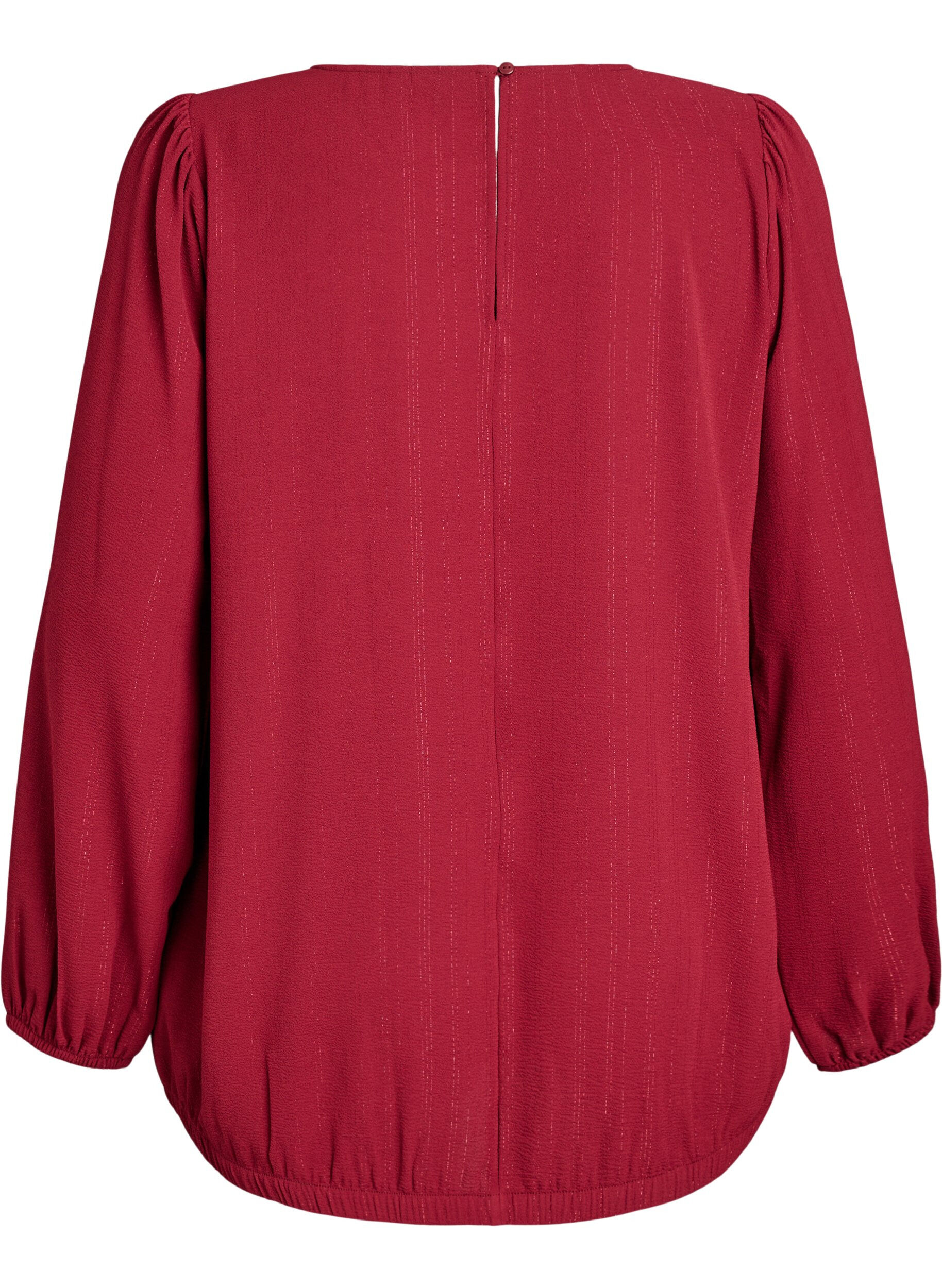 ZizziBlouse met glitter, Donker Bordeaux, Packshot image number 1