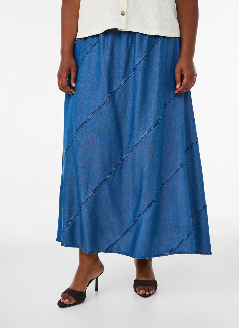 Denimlook maxirok in TENCEL&trade; Lyocell, Blauw, Model image number 2
