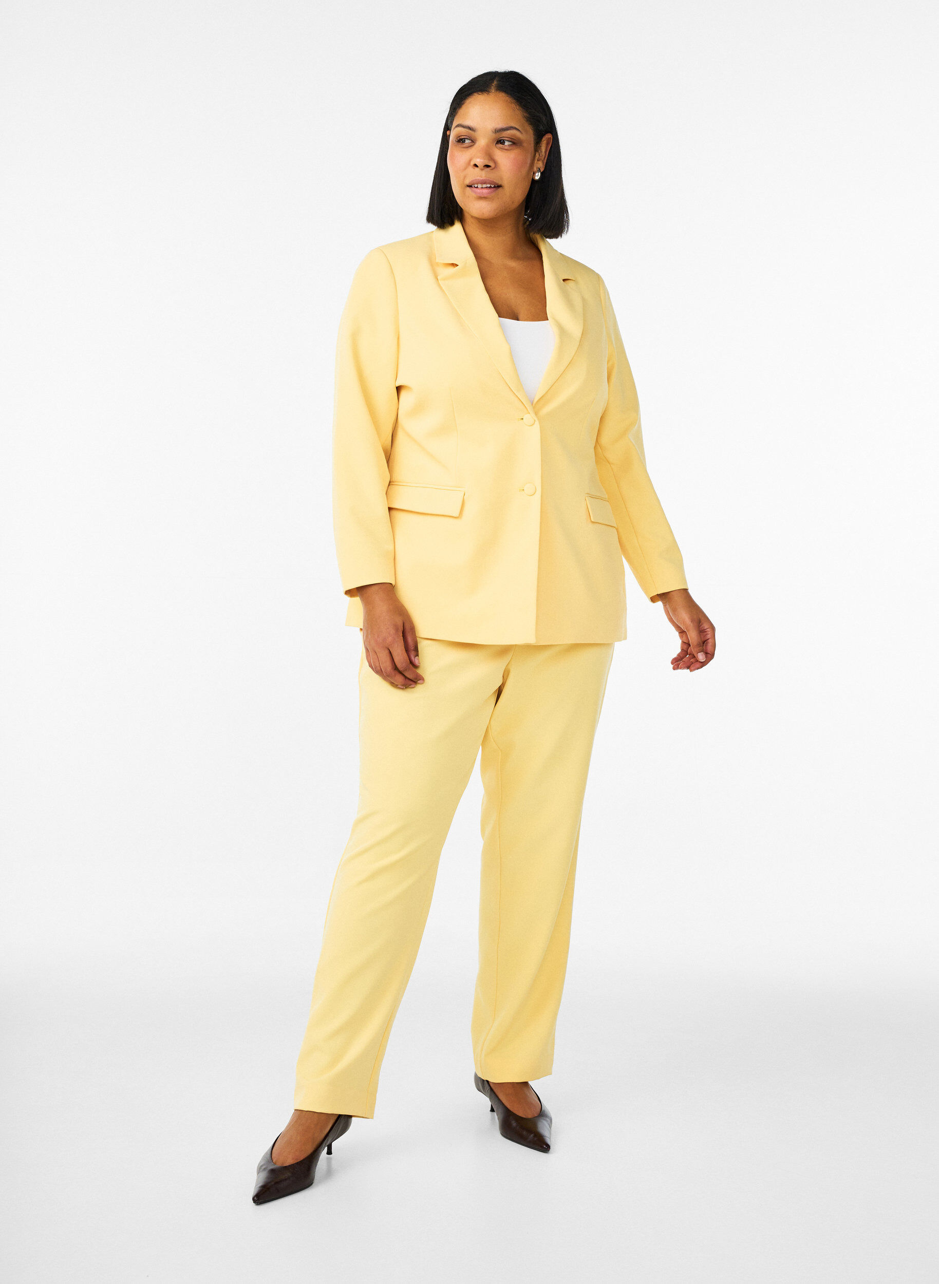 ZizziKlassieke blazer met knoopsluiting, Geel, Model image number 1