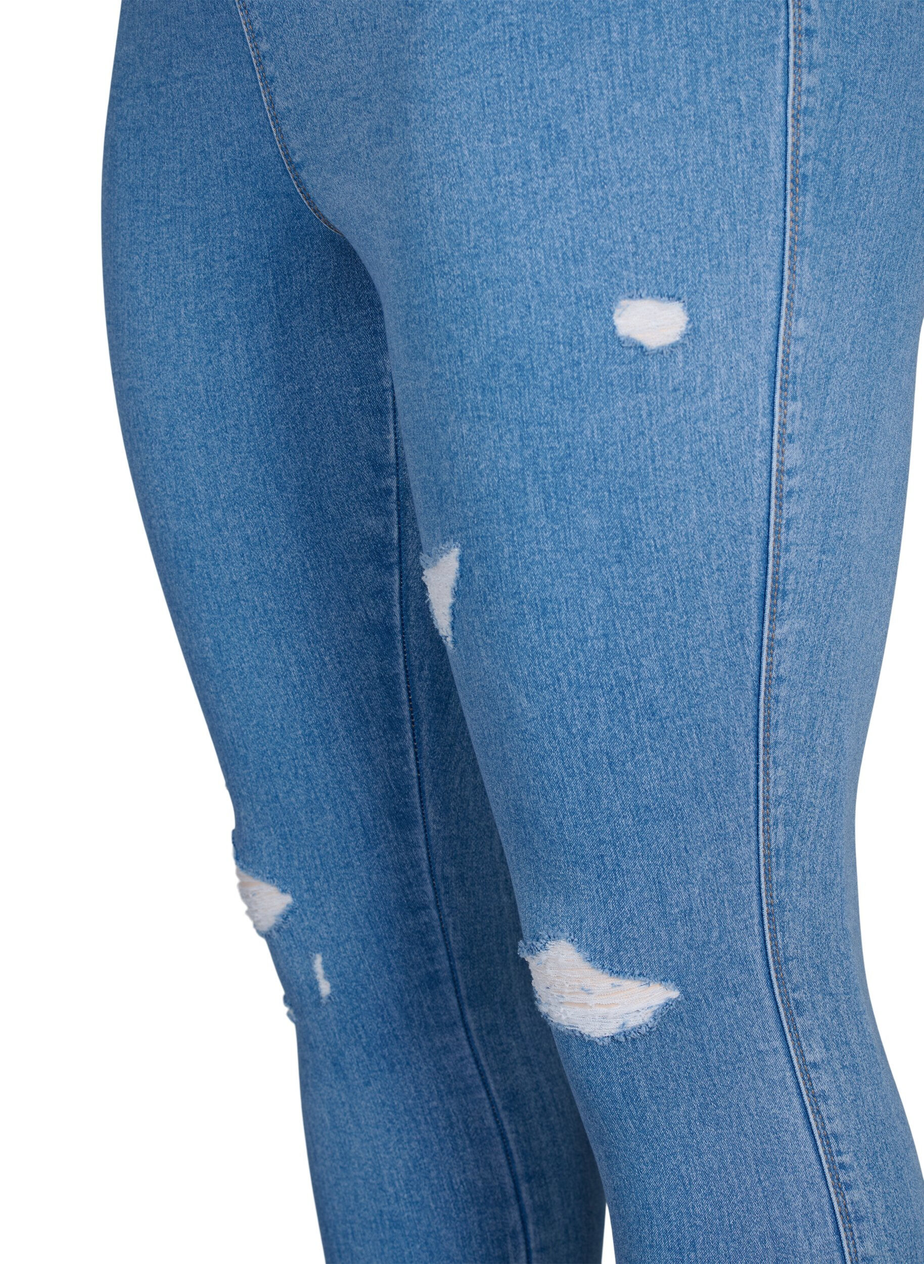 Zizzi Gescheurde jeggings, Light Blue, Packshot image number 3