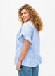 Gestreepte blouse met peplum en ruches, Blue Stripe, Model image number 1