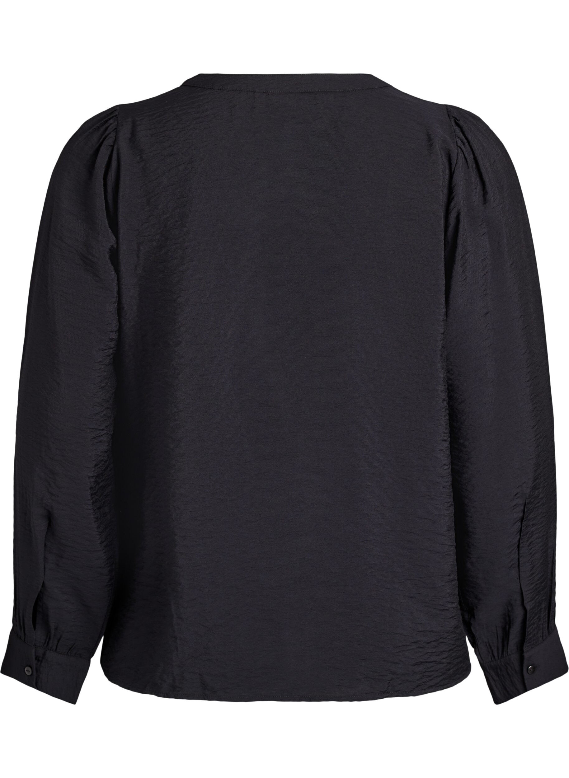 Zizzi Blouse met V-hals en geborduurde banden, Zwart, Packshot image number 1