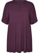 Nachtjapon in viscose jersey met een geribde textuur, Paars, Packshot image number 0