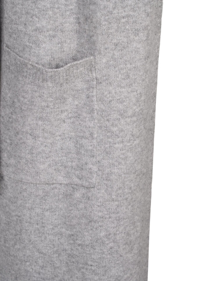Lang gebreid vest met zakken, Light Grey Melange, Packshot image number 3