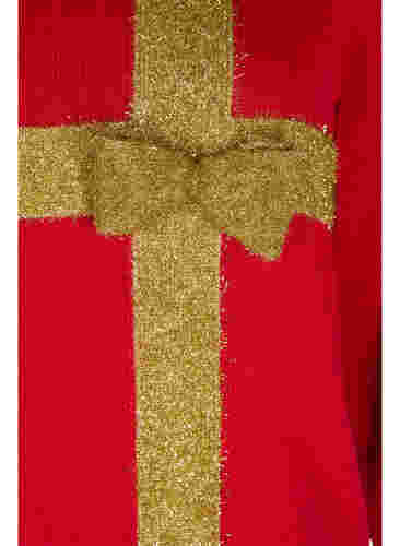 Gebreide kersttrui van lurex, Red W/gold lurex, Packshot image number 3