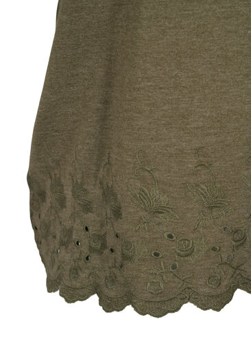 T-shirt met korte mouwen en borduursel anglaise, Ivy Green Mel., Packshot image number 3