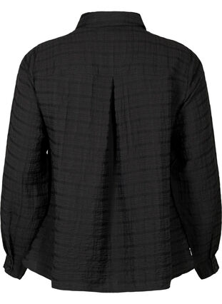 Shirt met structuur en ruches, Black, Packshot image number 1