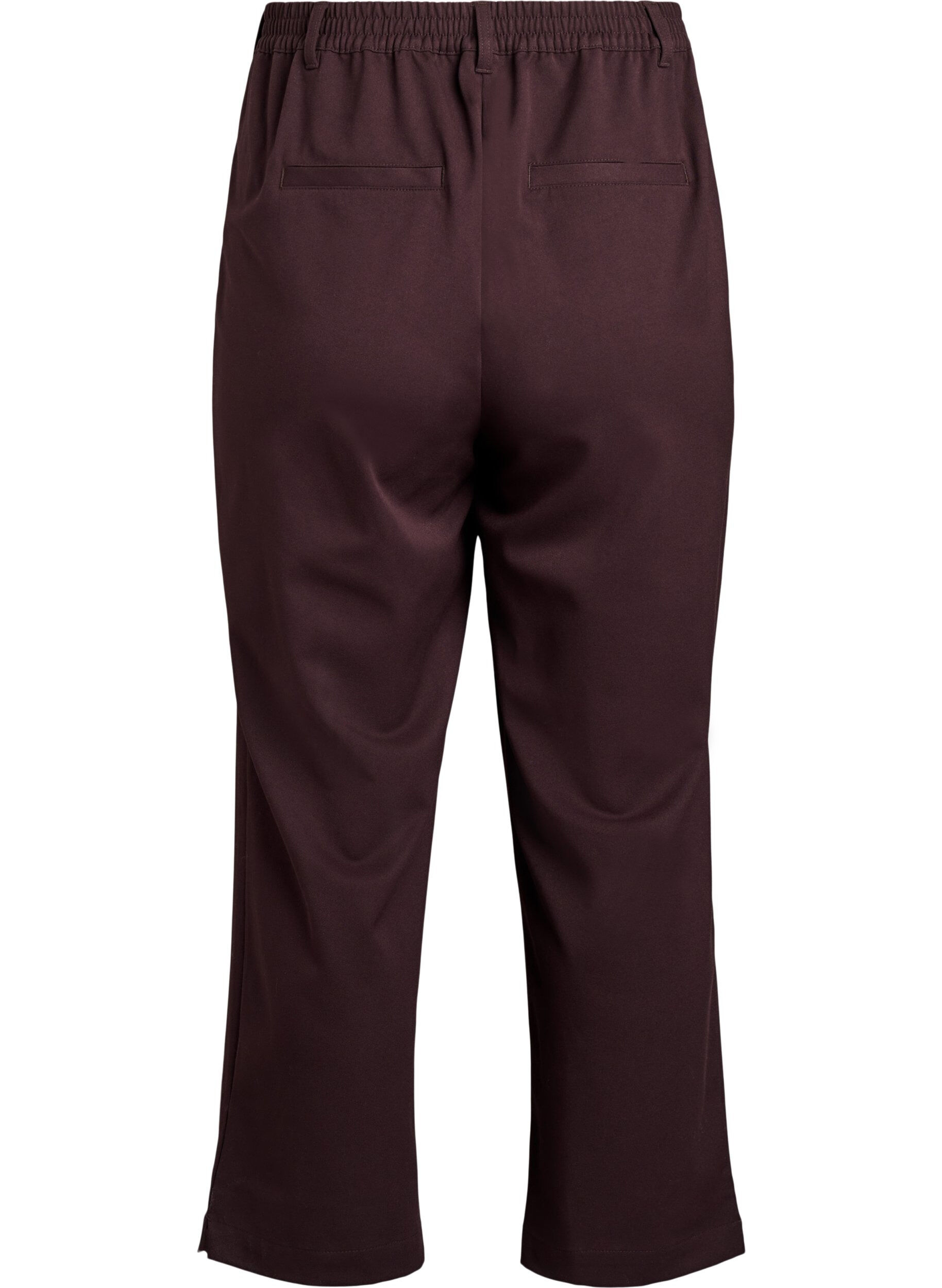 Zizzi Broek met hoge taille en elastische tailleband achteraan, Bruin, Packshot image number 1