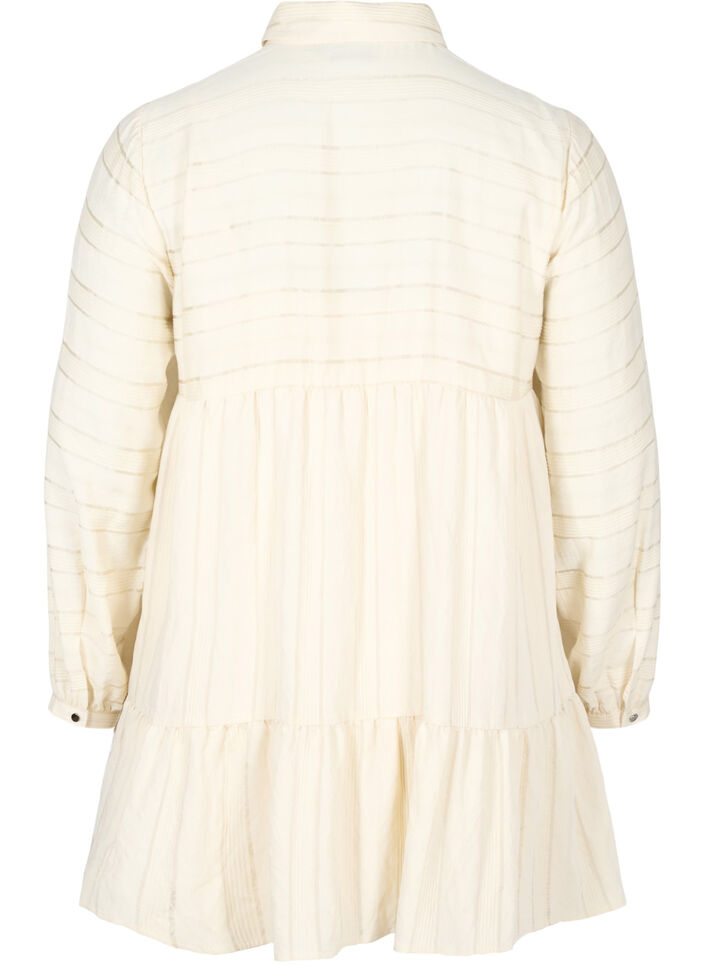 Gedessineerde viscose tuniek met knopen en lange mouwen, Fog, Packshot image number 1