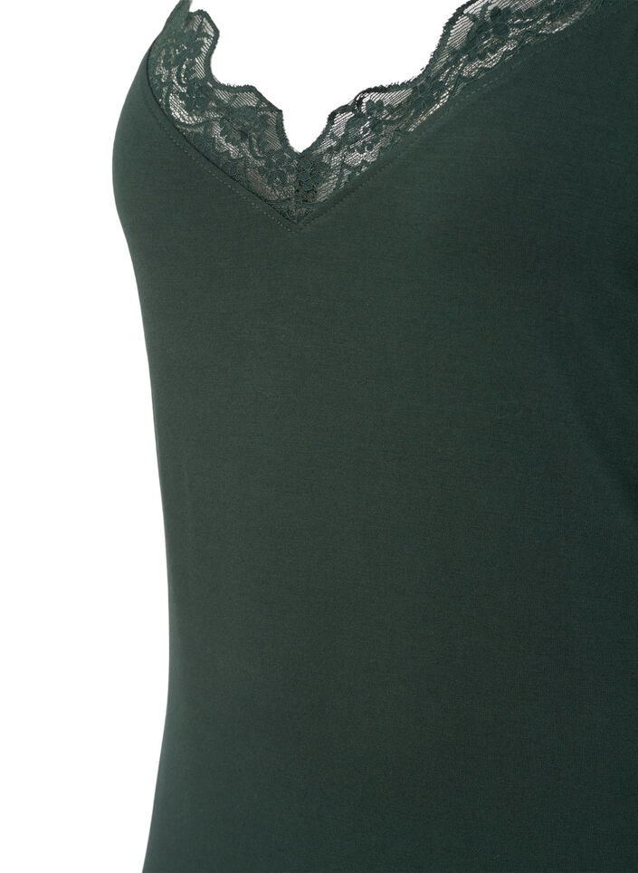 Pyjama jurk met kanten rand in viscose, Groen, Packshot image number 2