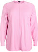 Gebreide blouse met ronde hals en gebreid patroon, Roze, Packshot image number 0
