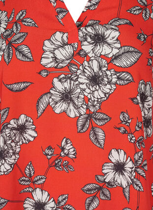 Gebloemde viscose blouse met lange mouwen, Fiery Red Flower AOP, Packshot image number 2