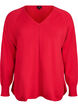 Fijngebreide blouse met V-hals en voorkantdetail, Rood, Packshot image number 0