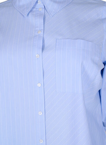 Overhemd van katoenmix, Blue w. White Stripe, Packshot image number 2