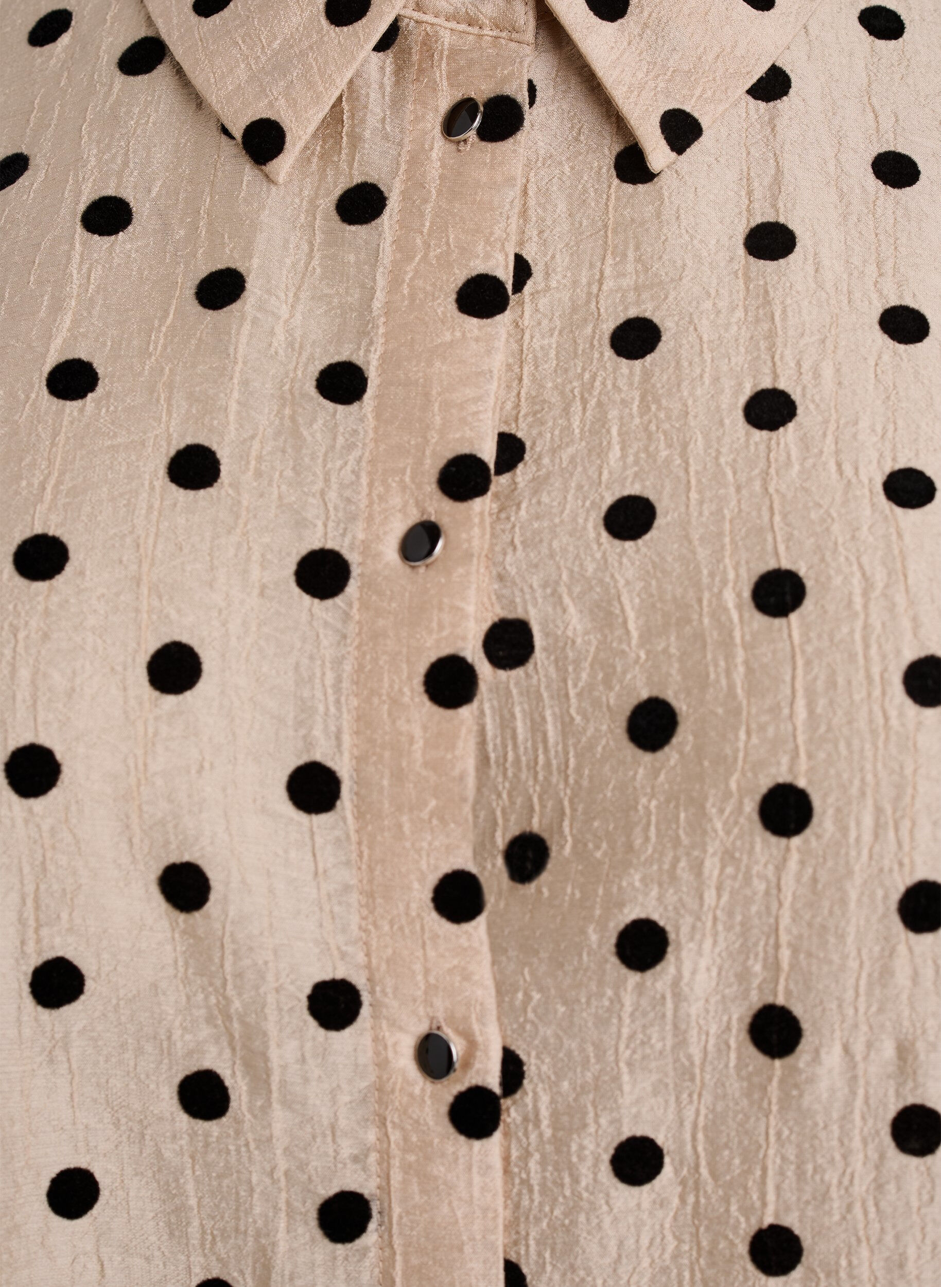 Zizzi Midi overhemdjurk met polka dots en 3/4 mouwen, Beige, Packshot image number 2