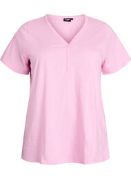 T-shirt met knoopdetail, Roze