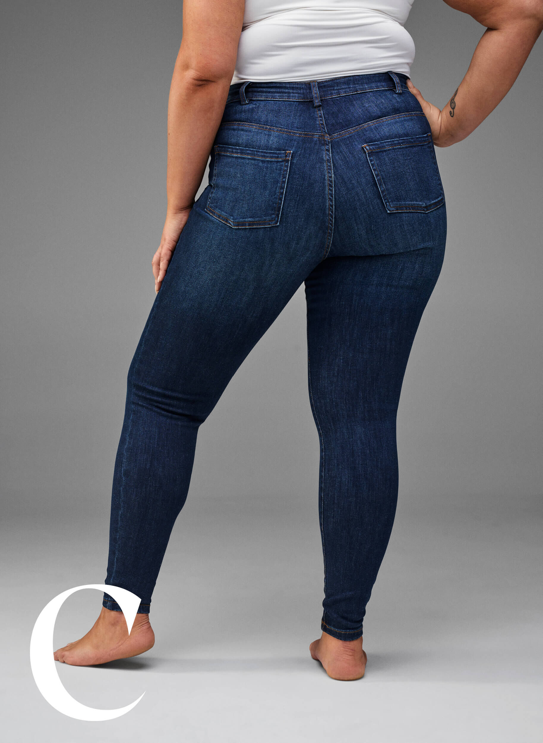 Zizzi Super smalle jeans met hoge taille, Dark Blue, Model image number 7