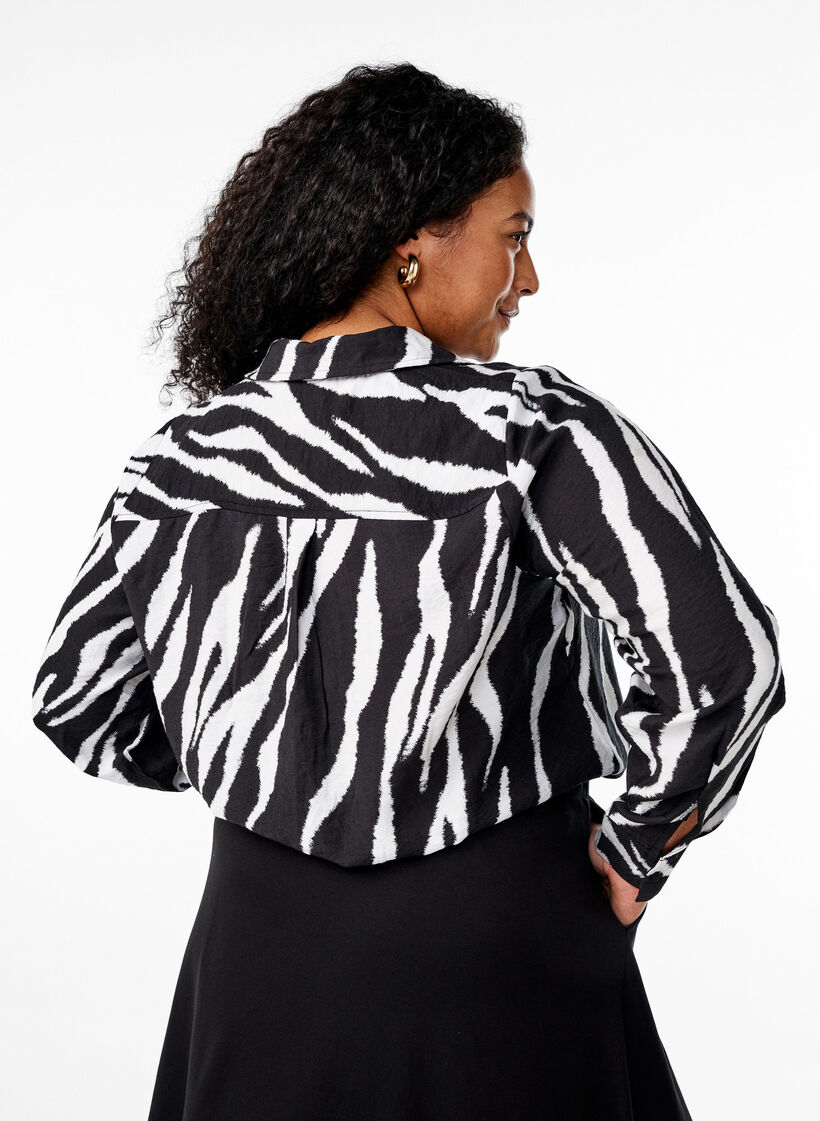 Zebraprint overhemd, Zwart, Model image number 2