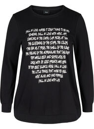 Sweatshirt met tekst, Black w. White AOP
