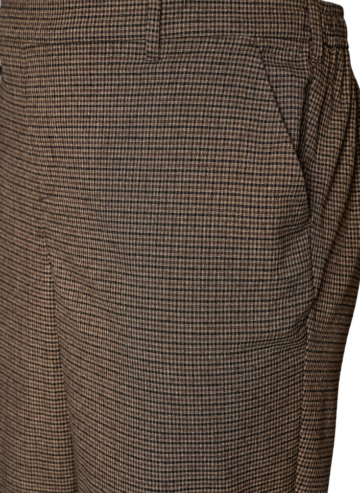 Broek met klein ruitpatroon en rechte pijpen, Bruin, Packshot image number 2