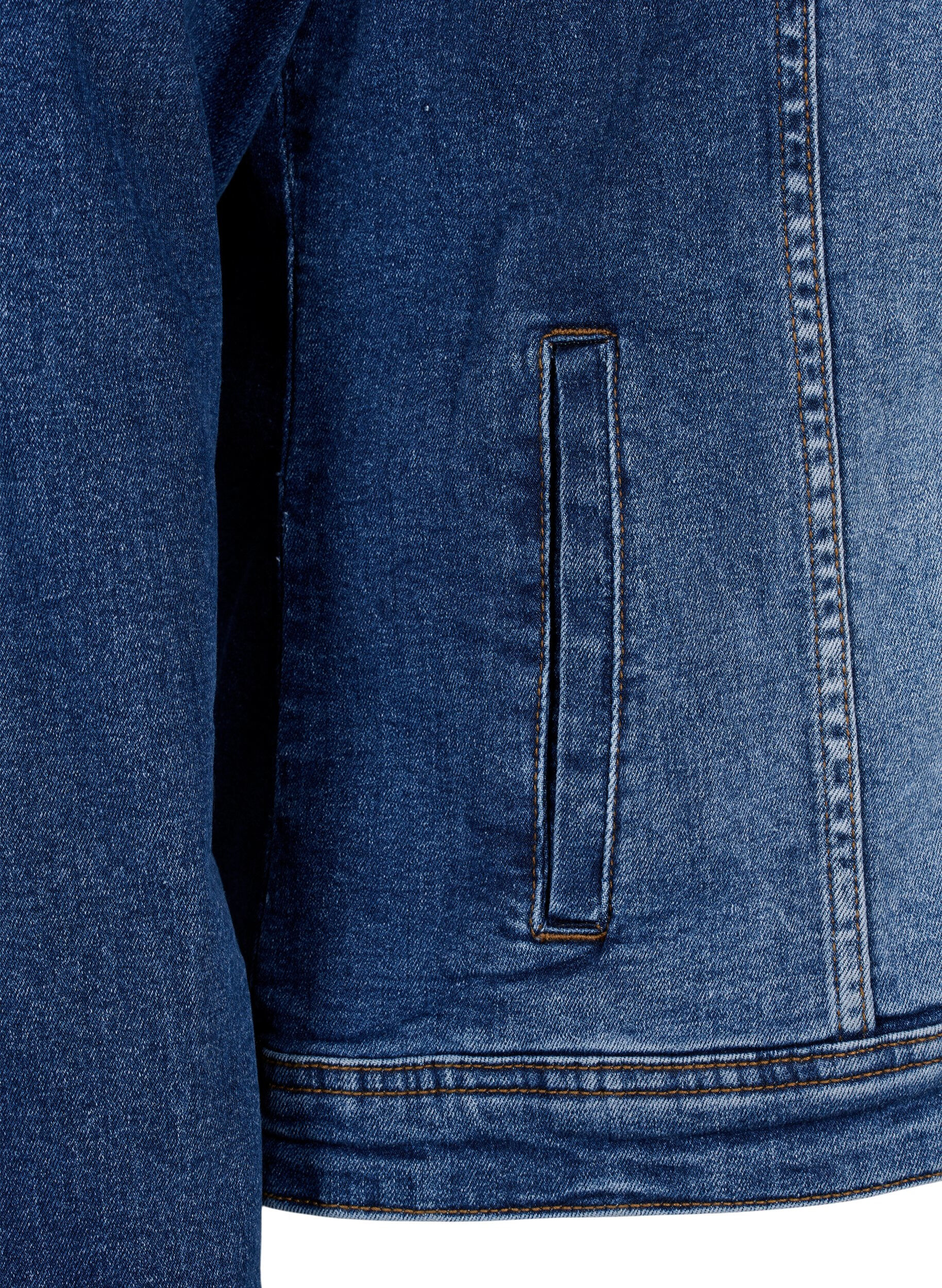 Zizzi Korte denim jas in katoen, Blue denim, Packshot image number 3