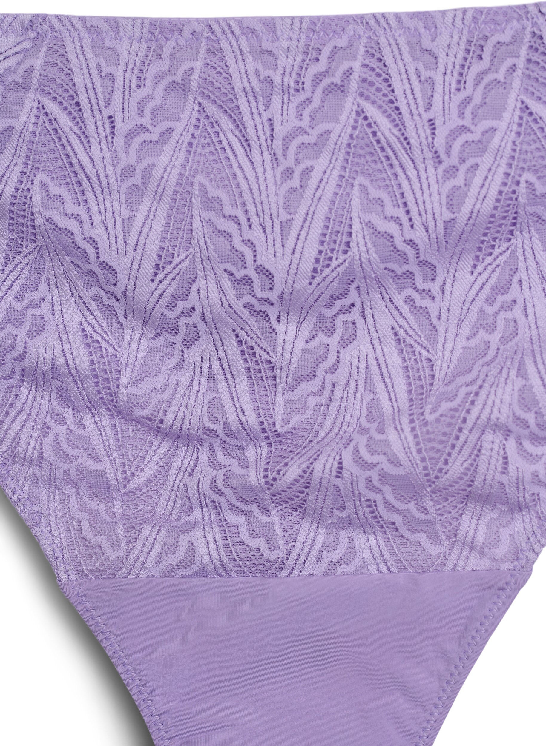 Zizzi G-string slip met kant en een normale taille, Paars, Packshot image number 2