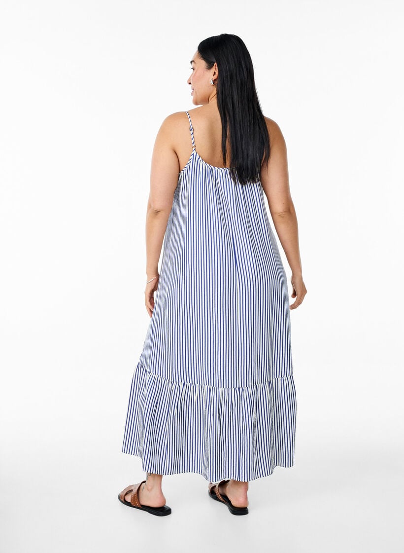 Zomerjurk met strepen en A-lijn pasvorm, Blauw, Model image number 1