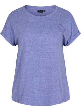 Gemêleerd t-shirt in katoen, Dazzling Blue Mel, Packshot image number 0