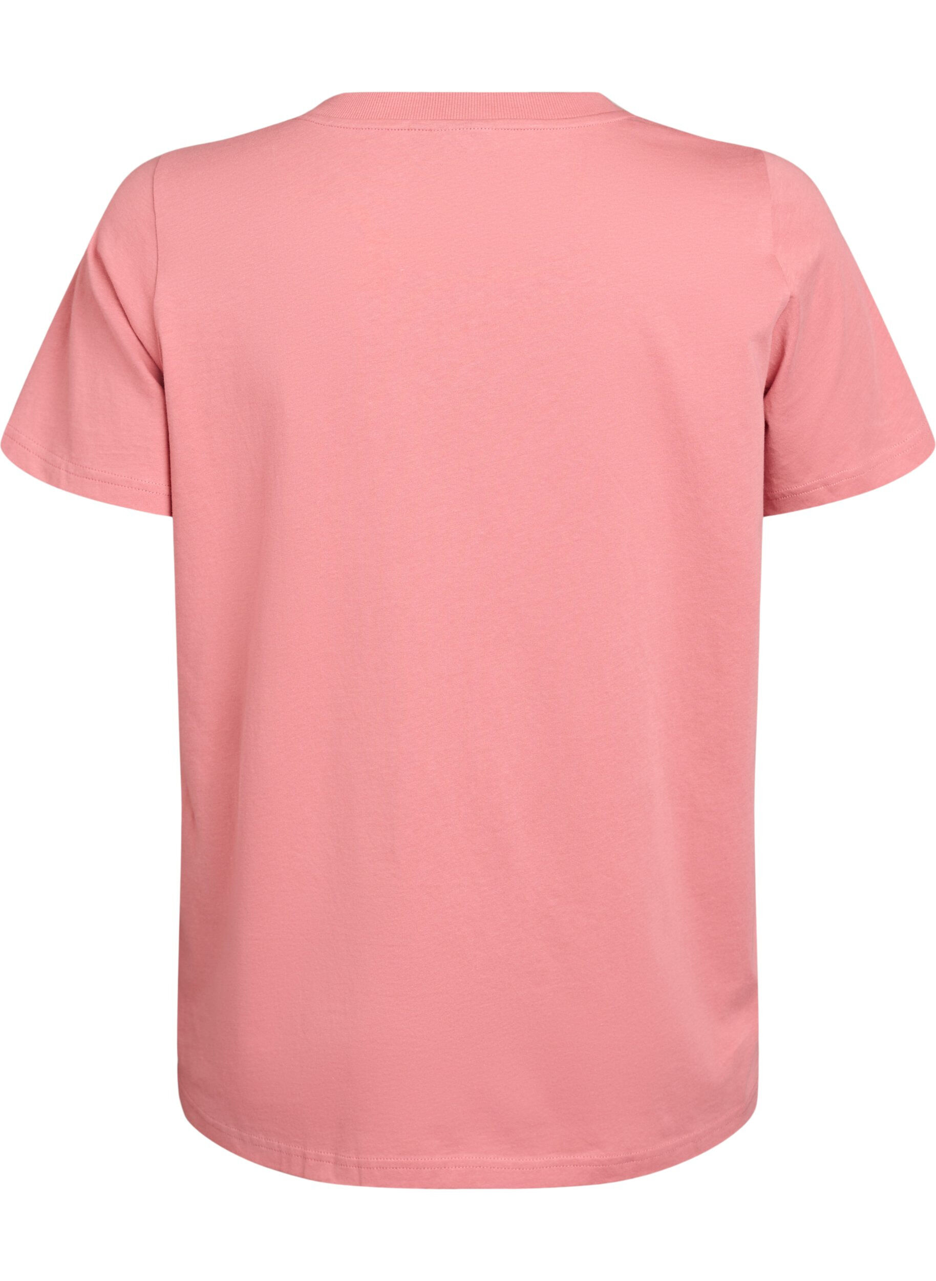 Zizzi Basis T-shirt van katoen met een V-hals, Rood, Packshot image number 1
