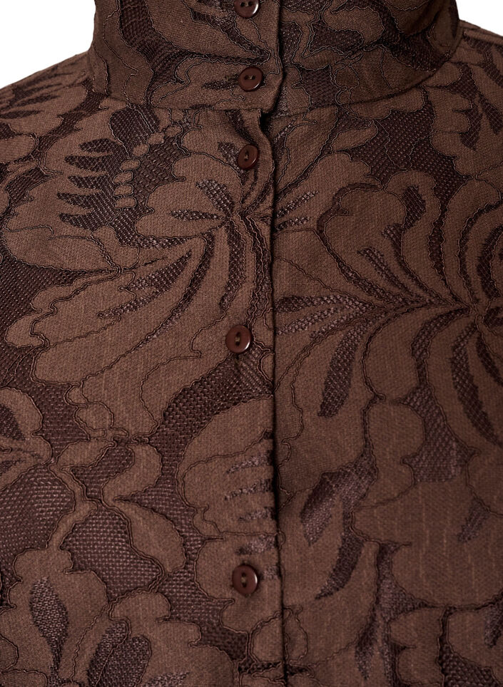Bomberjack met jacquard bloemenpatroon, Bruin, Packshot image number 2