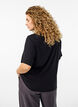 Geweven blouse met korte mouwen en ronde hals, Zwart, Model image number 2