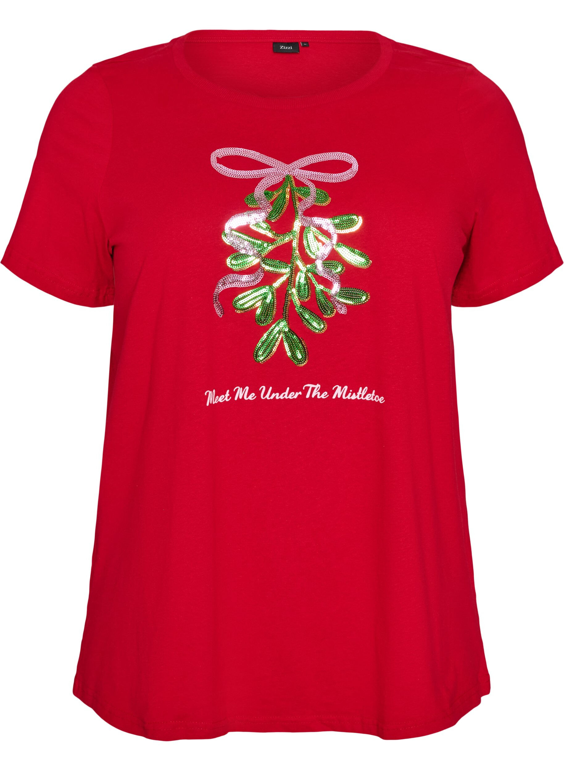 ZizziKerst T-shirt van biologisch katoen, Rood, Packshot image number 0