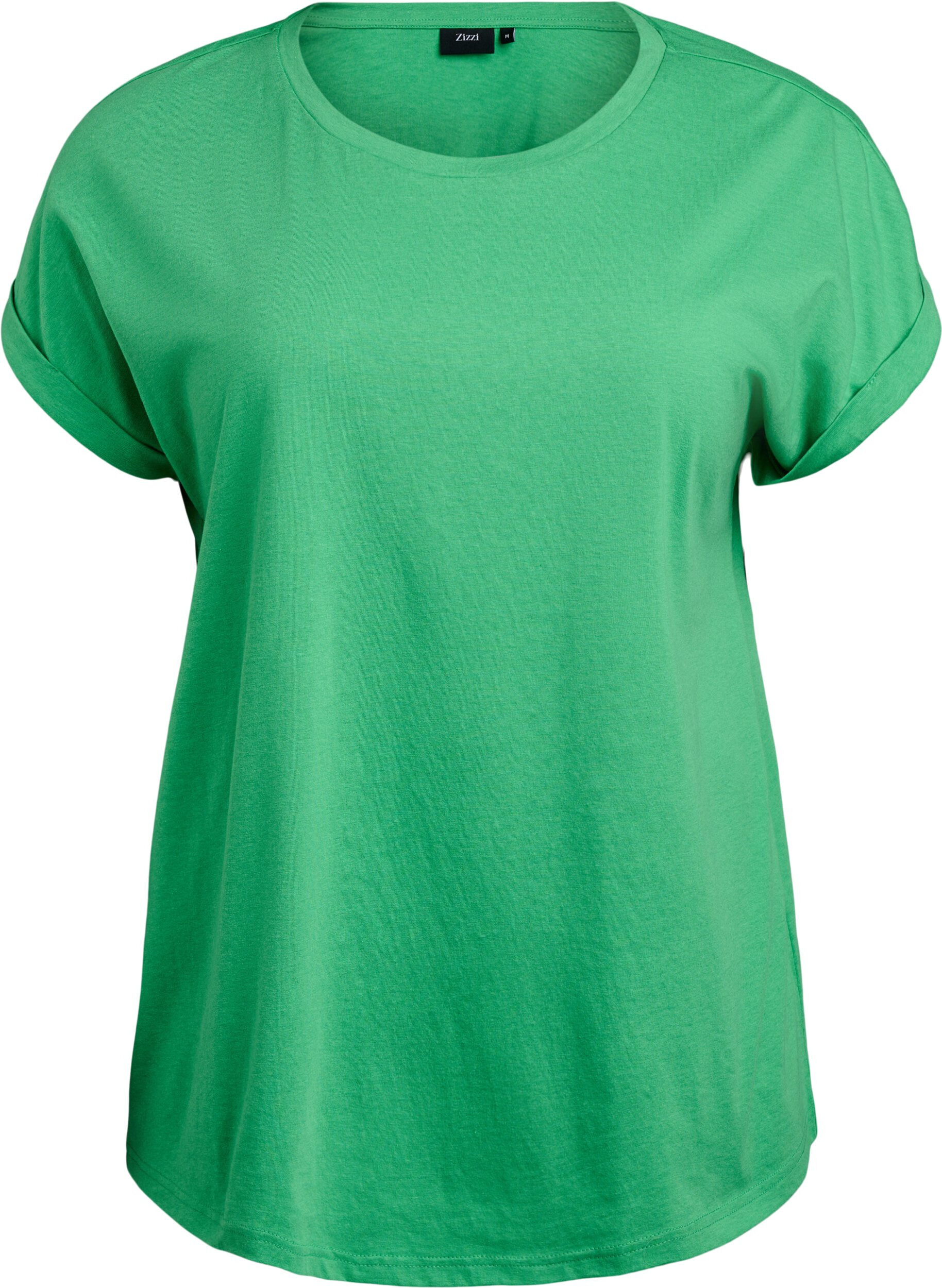 ZizziT-shirt met korte mouwen van katoenmix, Groen, Packshot image number 0