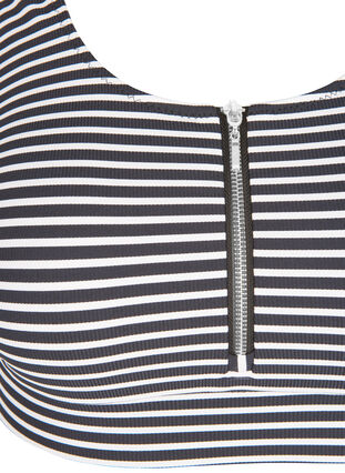 Gestreepte bikini top met rits, Navy Striped, Packshot image number 2