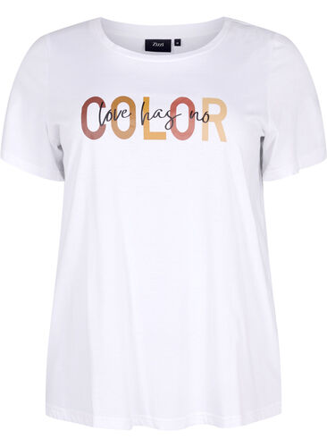 T-shirt in katoen met opdruk, Bright White COLOR, Packshot image number 0