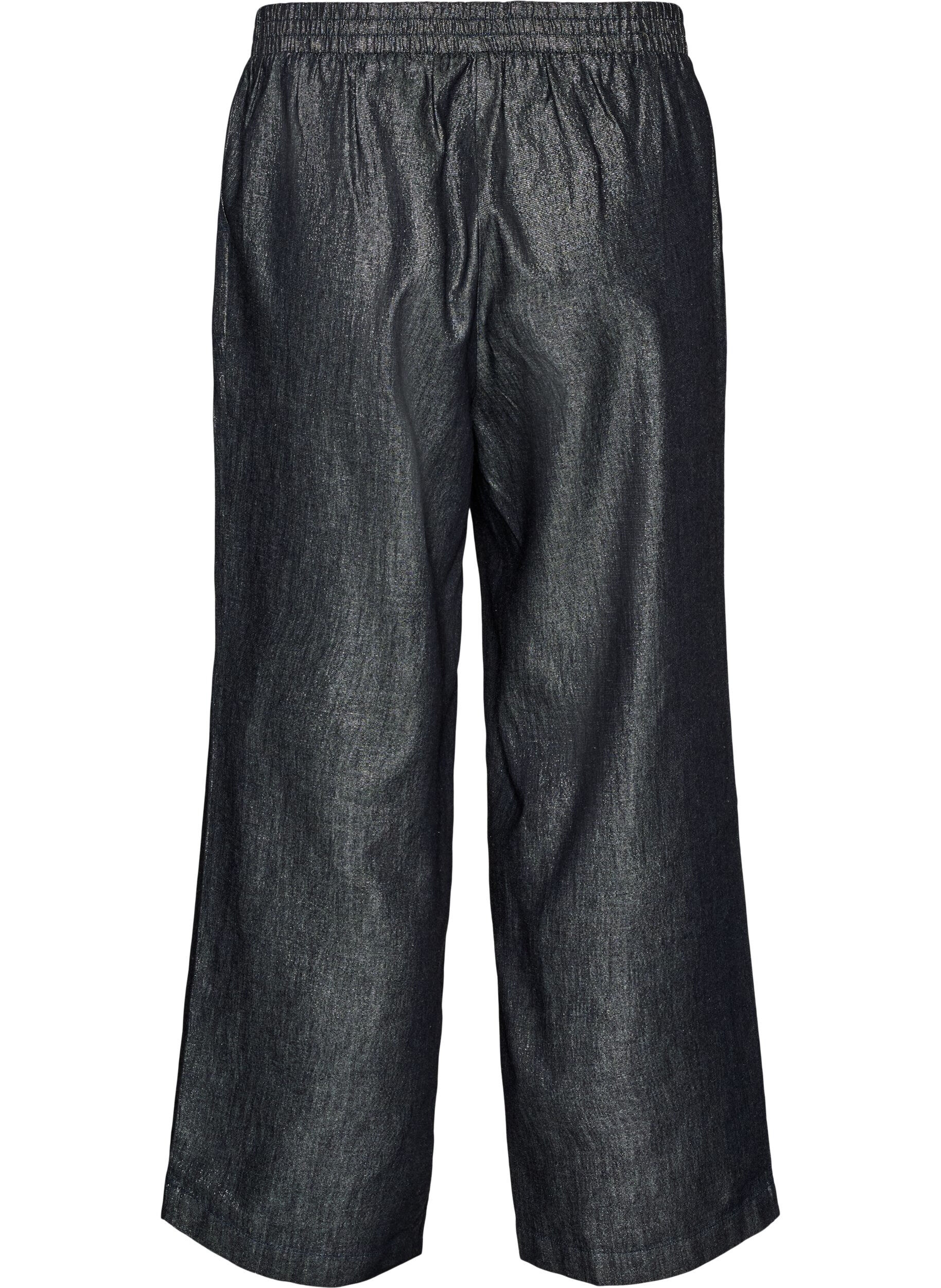 ZizziStraight-fit jeans met glitterdraad, Grijs, Packshot image number 1