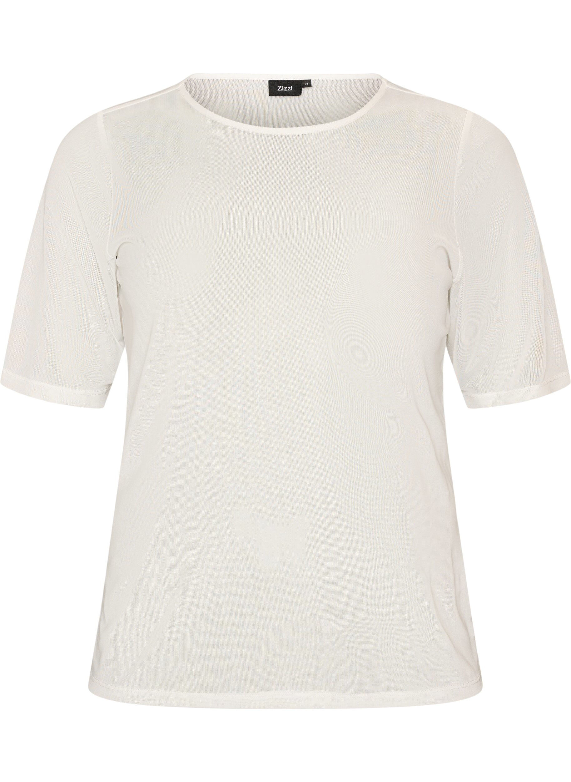 ZizziMesh top met korte mouwen en ronde hals, Vanille, Packshot image number 0