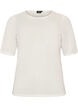 Mesh top met korte mouwen en ronde hals, Vanille, Packshot image number 0