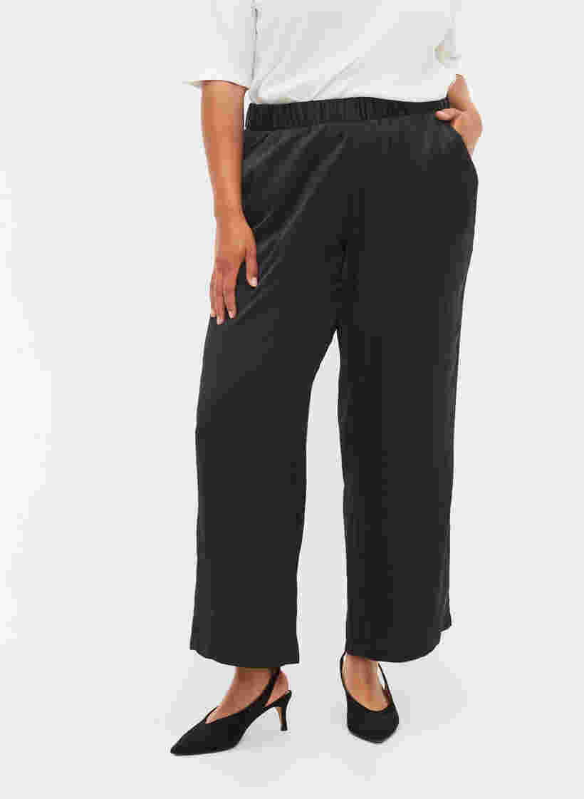 Losse broek met zakken en elastische boord, Black, Model image number 2