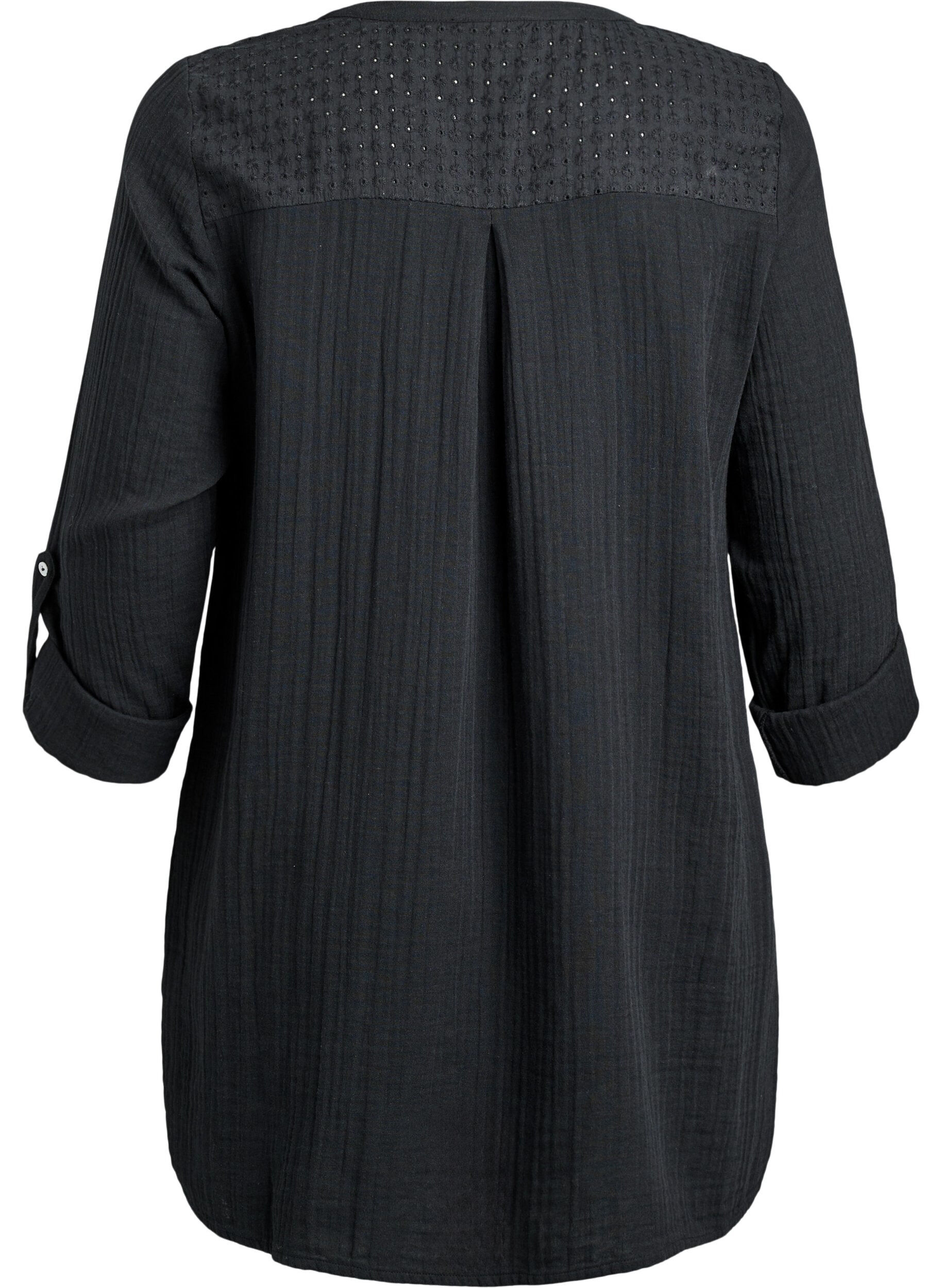 ZizziKatoenen mousseline tuniek met broderie anglaise, Zwart, Packshot image number 1