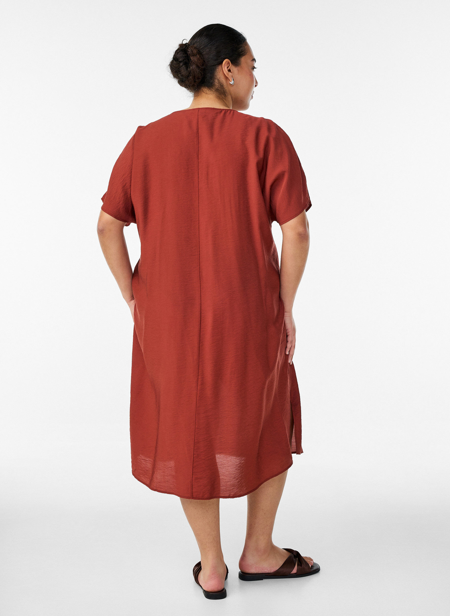 ZizziJurk met V-hals van viscose, Rood, Model image number 2