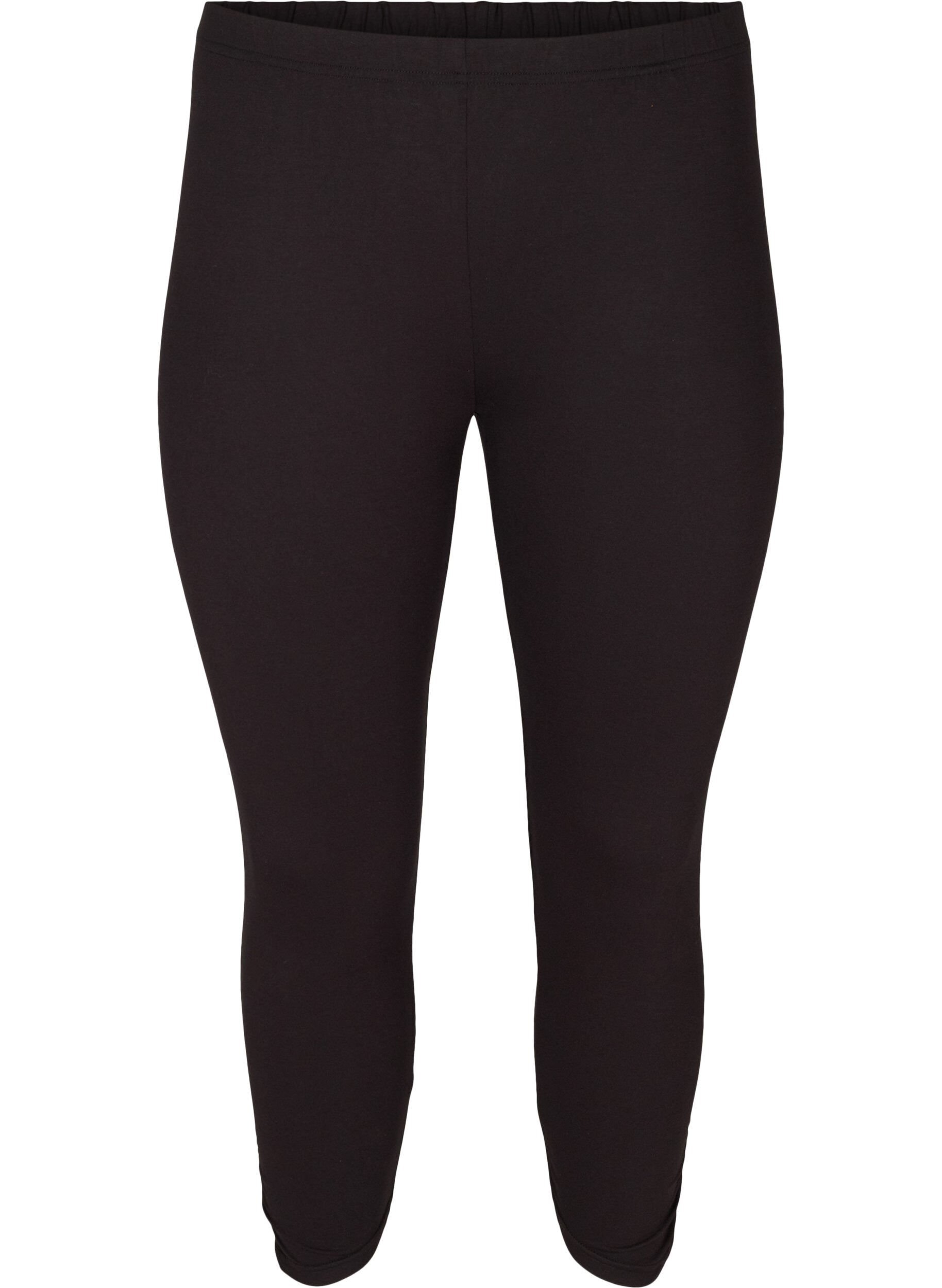 Zizzi Basic 3/4 legging met ruche detail, Black, Packshot image number 0