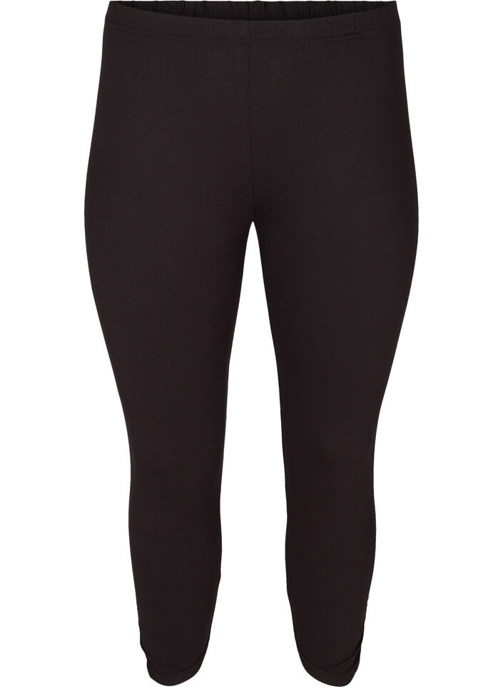 Basic 3/4 legging met ruche detail, Black, Packshot image number 0