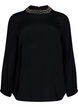 Viscose blouse met lange mouwen en parels, Black, Packshot image number 0
