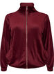 Zachte velours cardigan met rits en hoge kraag, Rood, Packshot image number 0