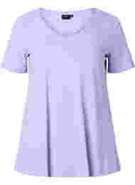 Basic t-shirt in effen kleur met katoen, Lavender