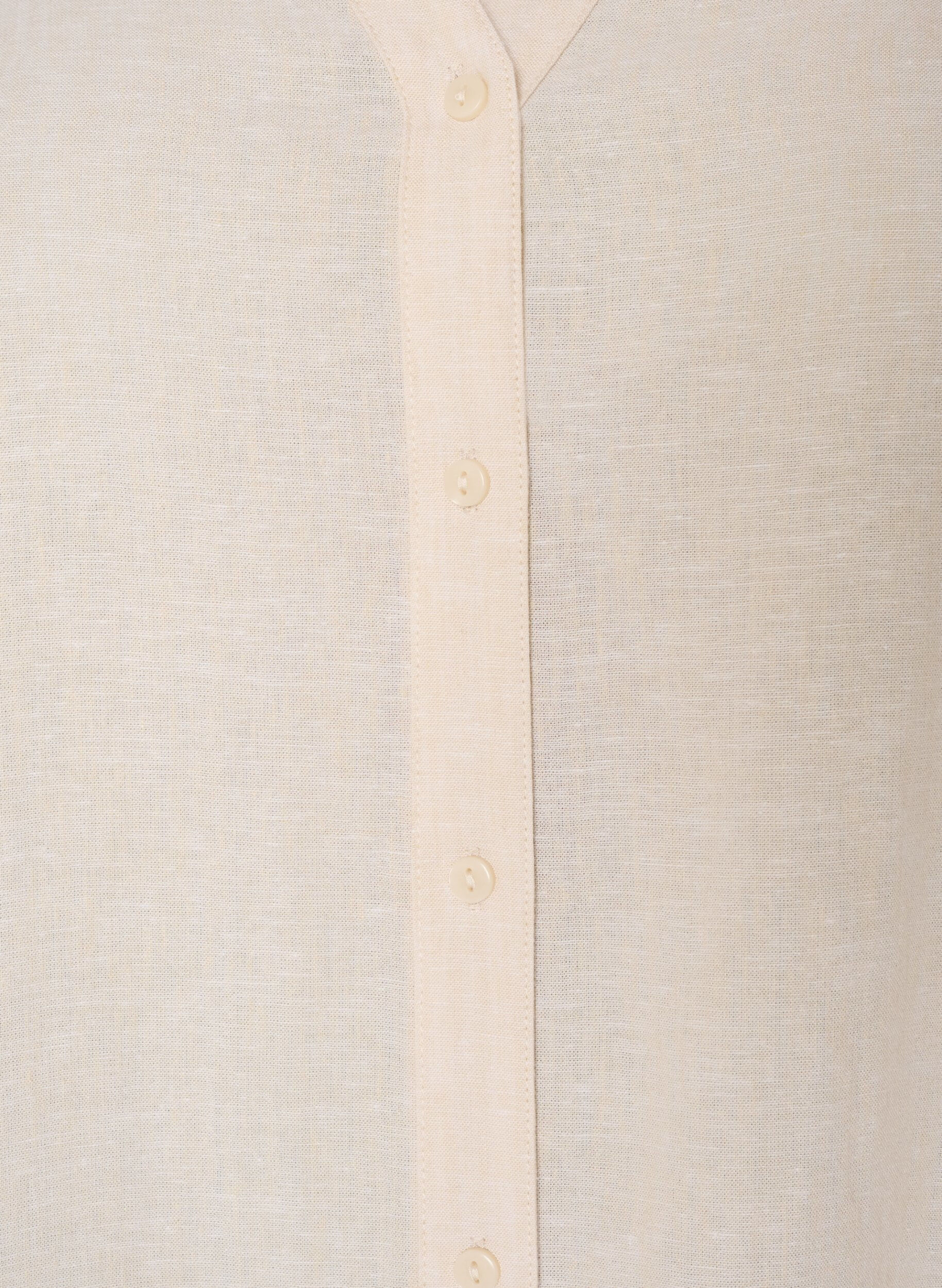 ZizziLang shirt in linnen en viscose, Beige, Packshot image number 2