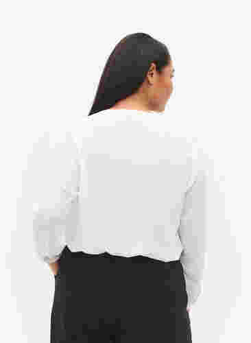 Overhemd met lange mouwen en v-hals, Bright White, Model image number 1