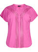 Viscose blouse met kanten afwerking, Raspberry Rose, Packshot image number 0