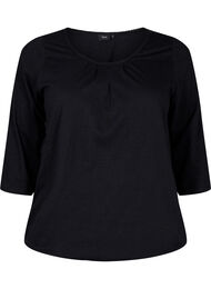 Katoenen blouse met 3/4 mouwen, Black, Packshot